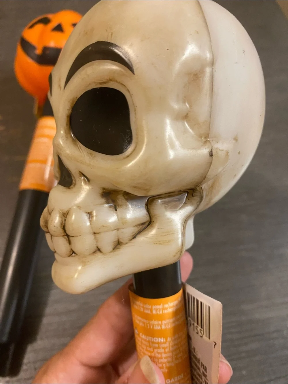 Solar Halloween Garden Stake Lights - Skull & Pumpkin (Orange, Black)